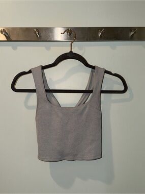ALO Yoga Light Gray Ribbed Cropped Tank